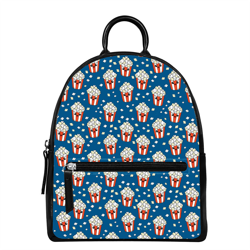 Cute Popcorn Box Pattern Print Leather Backpack