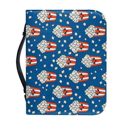 Cute Popcorn Box Pattern Print Leather Bible Cover