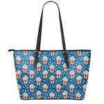 Cute Popcorn Box Pattern Print Leather Tote Bag