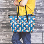 Cute Popcorn Box Pattern Print Leather Tote Bag