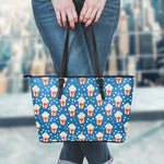 Cute Popcorn Box Pattern Print Leather Tote Bag