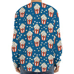 Cute Popcorn Box Pattern Print Long Sleeve Baseball Jersey
