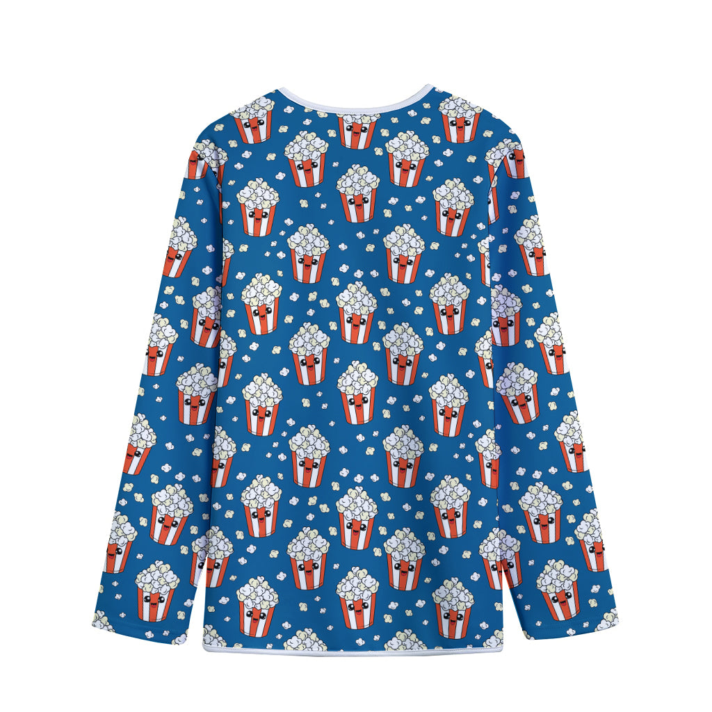 Cute Popcorn Box Pattern Print Long Sleeve Short Coat