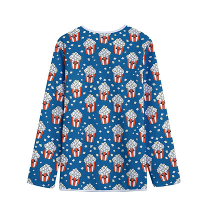 Cute Popcorn Box Pattern Print Long Sleeve Short Coat