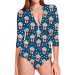Cute Popcorn Box Pattern Print Long Sleeve Swimsuit