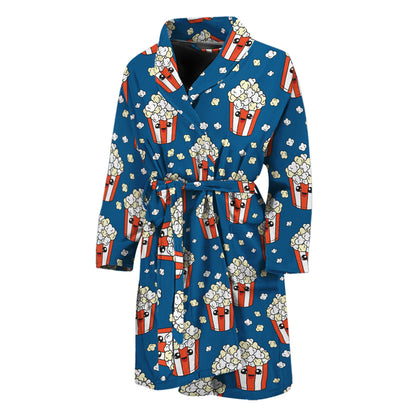 Cute Popcorn Box Pattern Print Men's Bathrobe