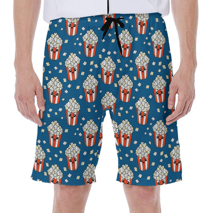 Cute Popcorn Box Pattern Print Men's Beach Shorts