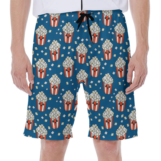 Cute Popcorn Box Pattern Print Men's Beach Shorts