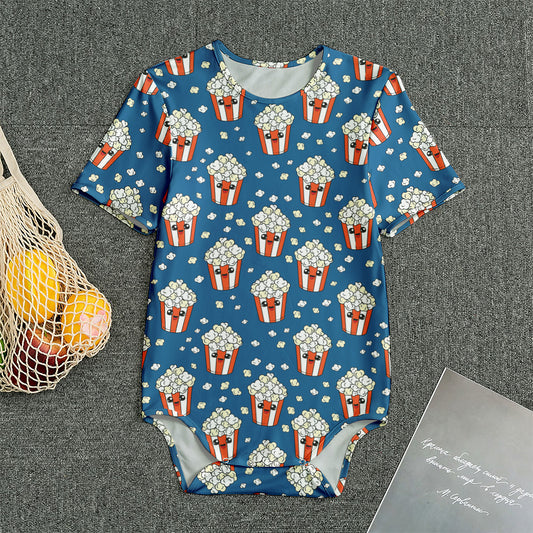 Cute Popcorn Box Pattern Print Men's Bodysuit