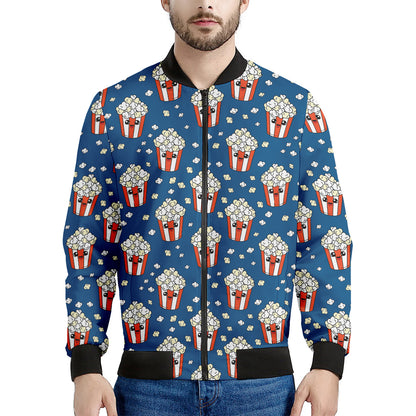Cute Popcorn Box Pattern Print Men's Bomber Jacket