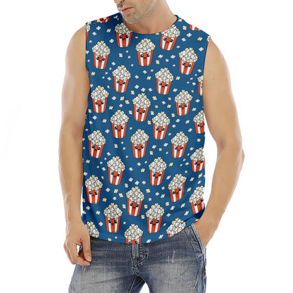 Cute Popcorn Box Pattern Print Men's Fitness Tank Top