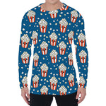 Cute Popcorn Box Pattern Print Men's Long Sleeve T-Shirt