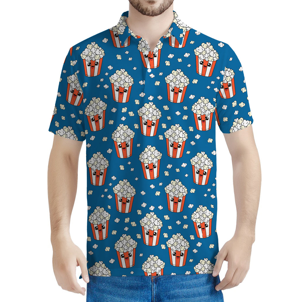 Cute Popcorn Box Pattern Print Men's Polo Shirt
