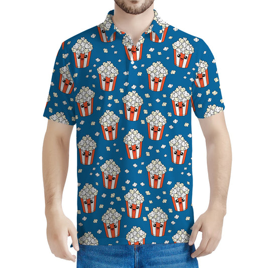 Cute Popcorn Box Pattern Print Men's Polo Shirt
