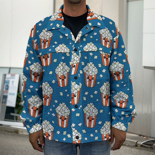 Cute Popcorn Box Pattern Print Men's Shirt Jacket