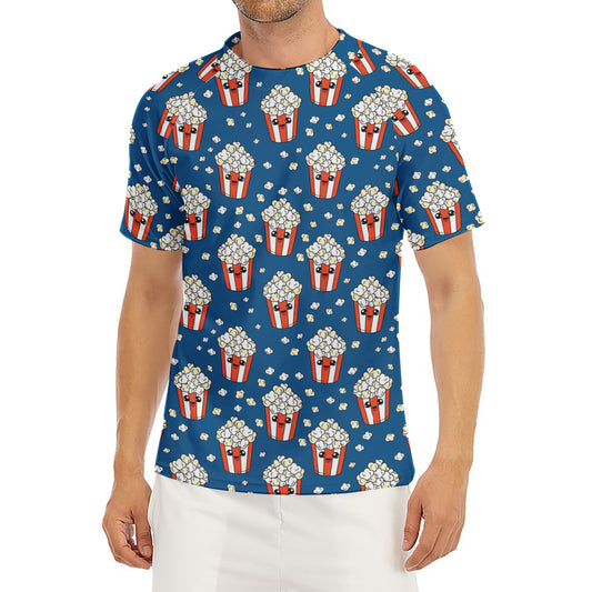 Cute Popcorn Box Pattern Print Men's Short Sleeve Rash Guard