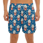 Cute Popcorn Box Pattern Print Men's Split Running Shorts