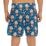 Cute Popcorn Box Pattern Print Men's Split Running Shorts