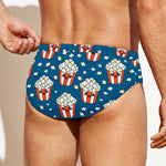 Cute Popcorn Box Pattern Print Men's Swim Briefs