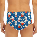 Cute Popcorn Box Pattern Print Men's Triangle Swim Briefs