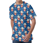 Cute Popcorn Box Pattern Print Men's Velvet T-Shirt