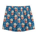 Cute Popcorn Box Pattern Print Mesh Shorts