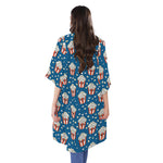 Cute Popcorn Box Pattern Print Open Front Beach Cover Up