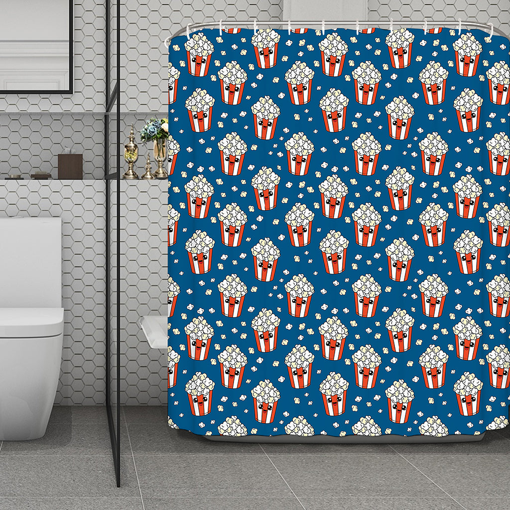 Cute Popcorn Box Pattern Print Polyester Shower Curtain