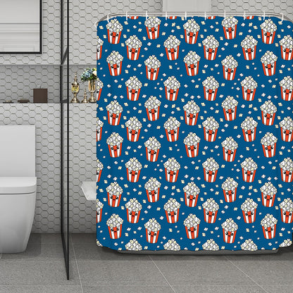 Cute Popcorn Box Pattern Print Polyester Shower Curtain