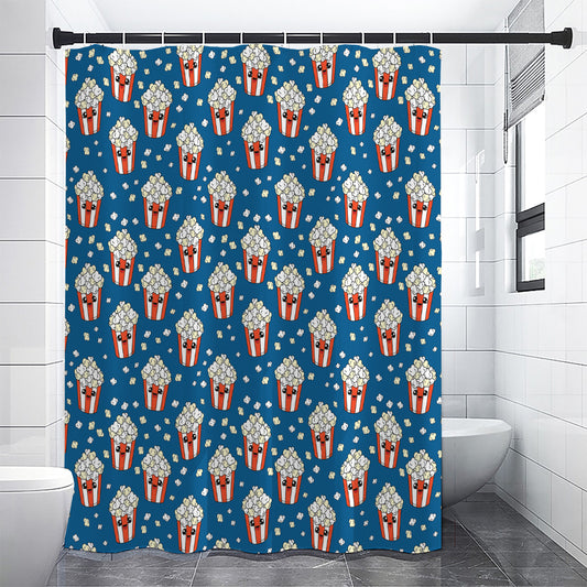 Cute Popcorn Box Pattern Print Premium Shower Curtain