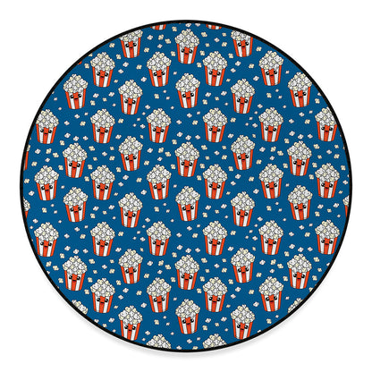 Cute Popcorn Box Pattern Print Round Floor Mat