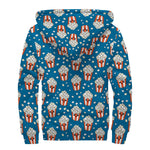 Cute Popcorn Box Pattern Print Sherpa Lined Zip Up Hoodie