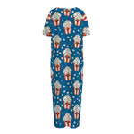 Cute Popcorn Box Pattern Print Short Sleeve Long Nightdress