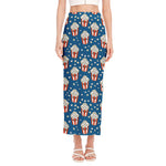 Cute Popcorn Box Pattern Print Side Slit Maxi Skirt