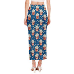 Cute Popcorn Box Pattern Print Side Slit Maxi Skirt