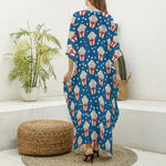 Cute Popcorn Box Pattern Print Silk V-Neck Kaftan Dress