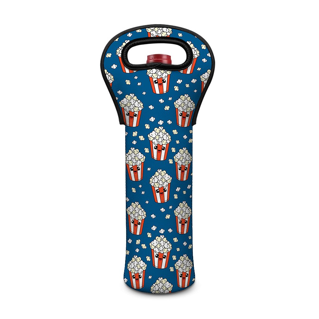Cute Popcorn Box Pattern Print Single Neoprene Wine Tote