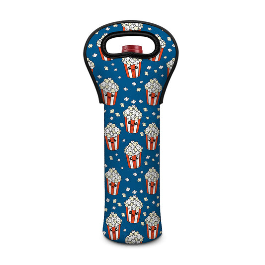 Cute Popcorn Box Pattern Print Single Neoprene Wine Tote