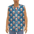 Cute Popcorn Box Pattern Print Sleeveless Baseball Jersey