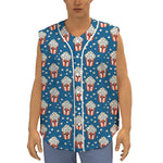 Cute Popcorn Box Pattern Print Sleeveless Baseball Jersey