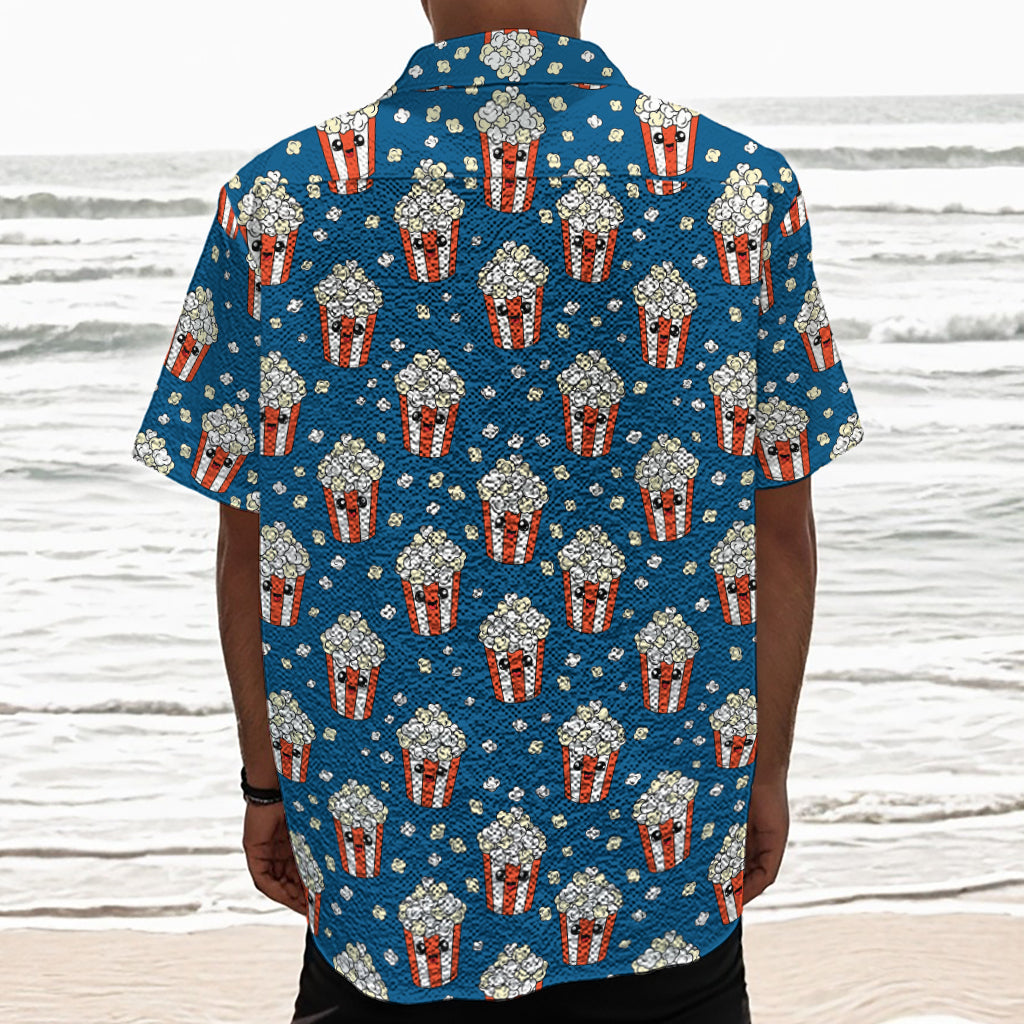 Cute Popcorn Box Pattern Print Textured Short Sleeve Shirt