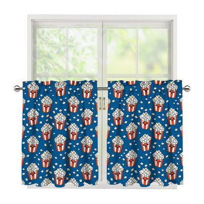 Cute Popcorn Box Pattern Print Tier Curtains