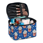 Cute Popcorn Box Pattern Print Travel Makeup Bag