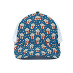 Cute Popcorn Box Pattern Print White Mesh Trucker Cap