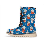 Cute Popcorn Box Pattern Print Winter Boots