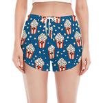 Cute Popcorn Box Pattern Print Women's Split Running Shorts