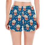 Cute Popcorn Box Pattern Print Women's Split Running Shorts
