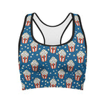 Cute Popcorn Box Pattern Print Women's Sports Bra