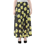 Cute Popcorn Pattern Print Chiffon Maxi Skirt