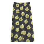 Cute Popcorn Pattern Print Cotton Front Slit Maxi Skirt
